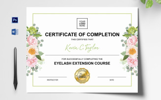 Decorative Eyelash Extension Certificate Template