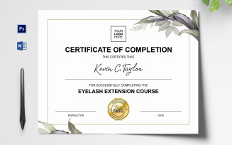 Eyelash Extension Certificate Template