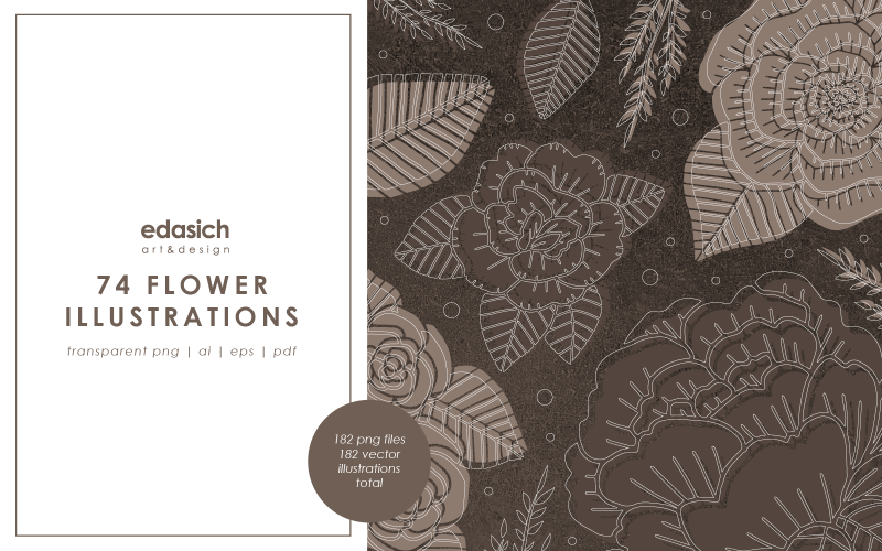 Flower Illustrations Set - Vector Image Vector Graphic