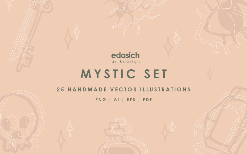 Mystic Handmade Illustrations Set - Vector Image Vector Graphic