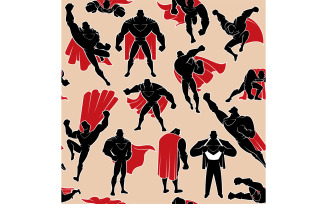 Superhero in Action Seamless Pattern - Illustration