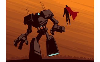 Superhero versus Robot 2 - Illustration
