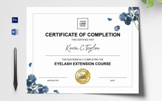 White Eyelash Extension Certificate Template