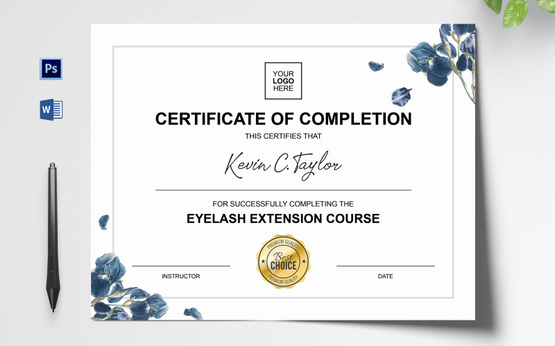 White Eyelash Extension Certificate Template