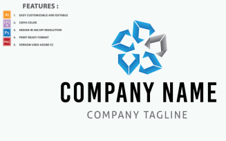 Blue Color Icon Company Vector Design Logo Template