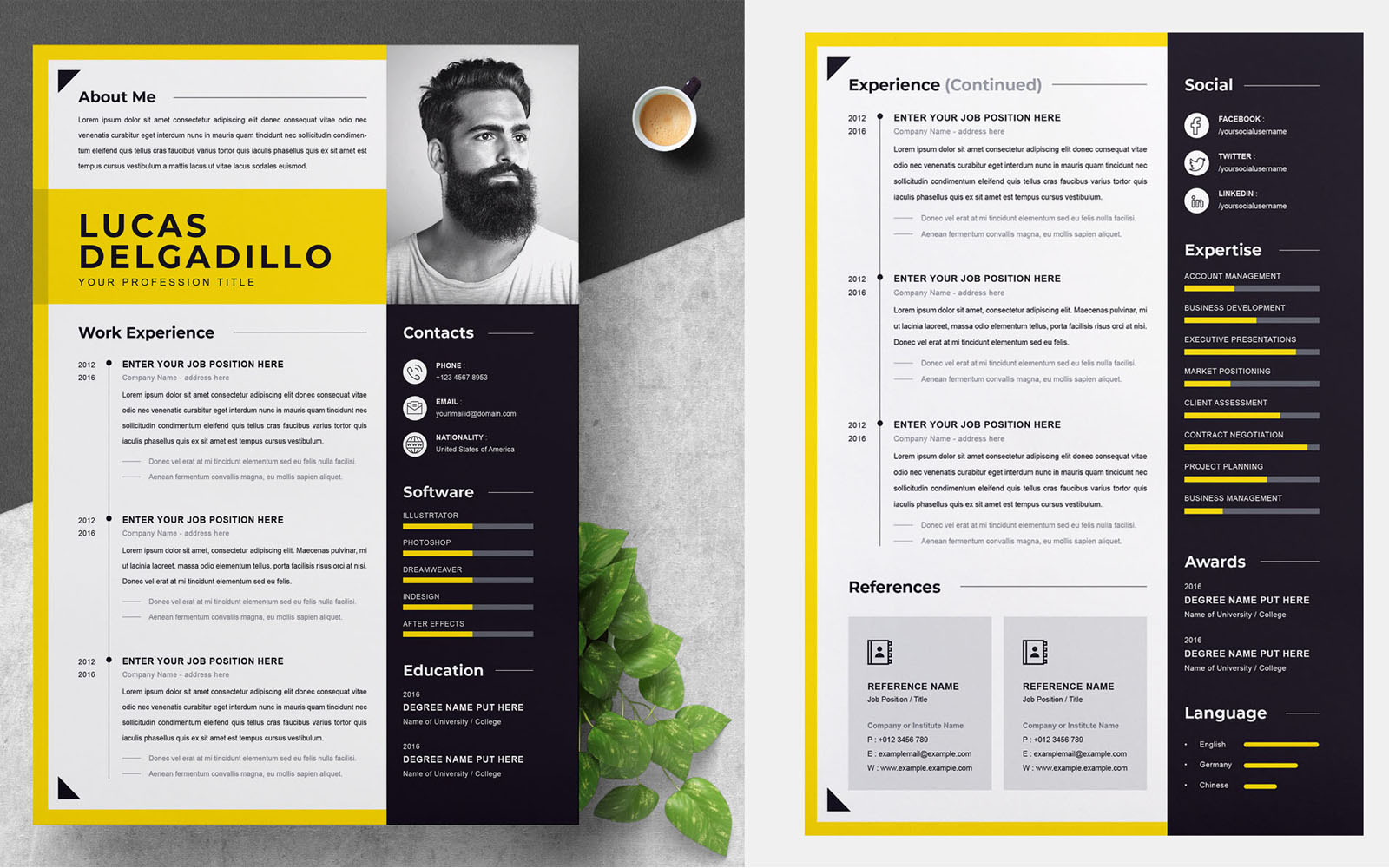 Lebenslauf-Vorlage namens "Minimal Yellow CV" #151862