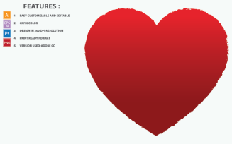 Red Grunge Heart Vector Design - Illustration