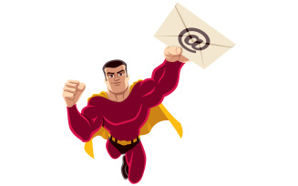 Superhero Flying E-mail - Illustration