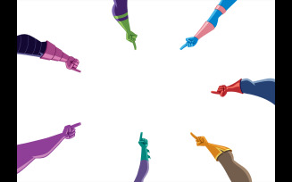Superhero Hands with Pointing Fingers on White - Illustration
