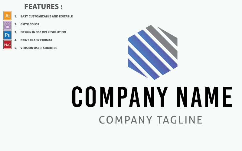 Blue And Grey Hexa Company Vector Design Logo Template