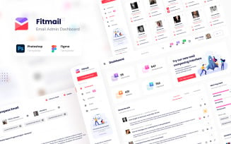 Fitmail - Email Admin Dashboard Figma PSD UI Elements