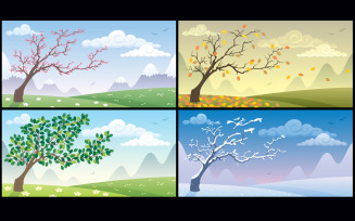 Seasons Landscapes - Illustration