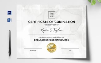 Eyelash Extension Certificate Template