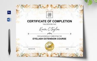 Floral Frame Eyelash Extension Certificate Template