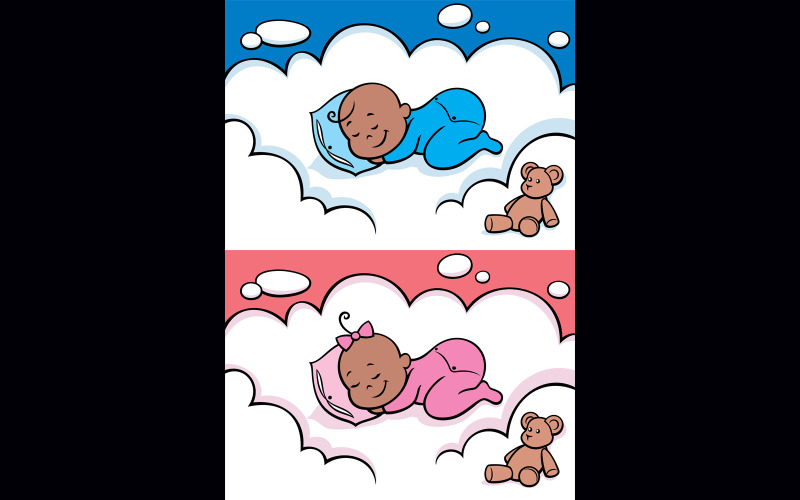 Sleeping Baby Black - Illustration