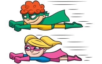 Super Kids Flying - Illustration