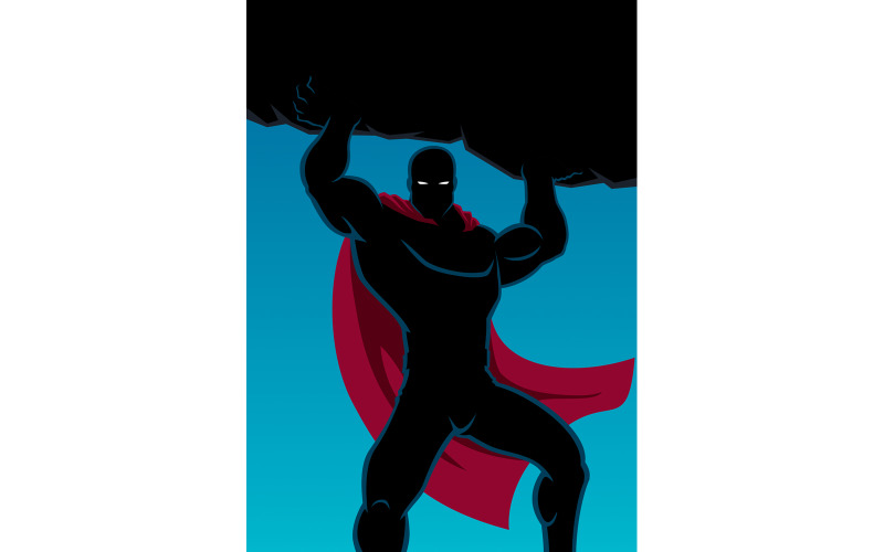 Superhero Lifting Boulder - Illustration