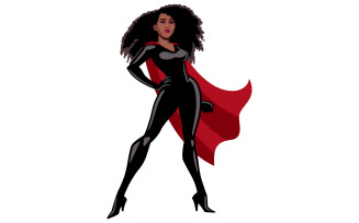 Superheroine Black on White - Illustration