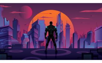 Superheroine in Futuristic City 2 - Illustration