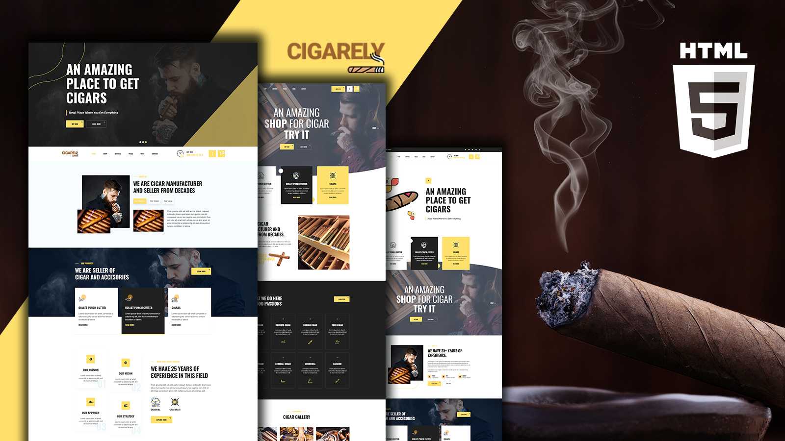 Cigarely - Cigar Shop Template Web №152276