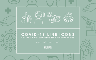 Covid-19 Line Icons Set - Vector Image