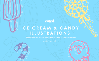 Ice Cream and Candies Icons Set - Vector Image