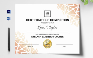 Minimal Eyelash Extension Certificate Template