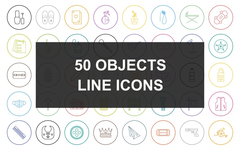 6 - Objects Line Round Circle Icon Set