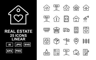 25 Premium Real Estate Linear Icon Set