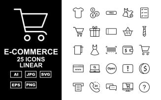25 Premium E-Commerce Linear Icon Set