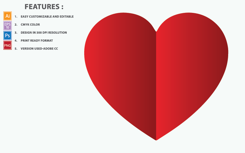 Simple Red Heart Vector Design - Illustration