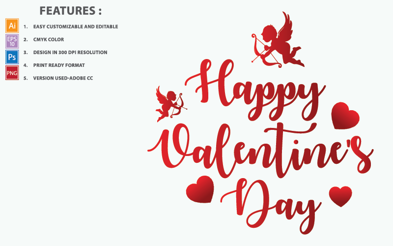 Happy Valentine Day Writing Vector Design - Illustration
