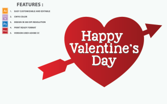 Arrow Heart Happy Valentine Day Vector Design - Illustration