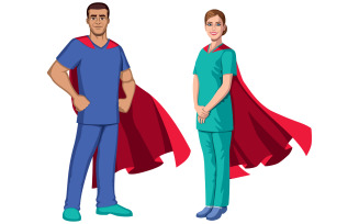 Nurse Superheroes on White - Illustration