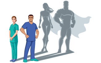Nurse Superheroes Shadow - Illustration