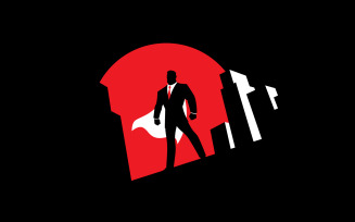 Super Businessman Background Symbol - Illustration