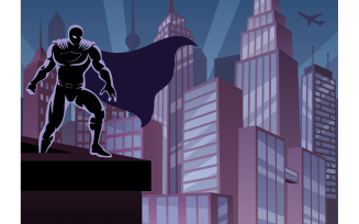 Superhero on Roof - Illustration