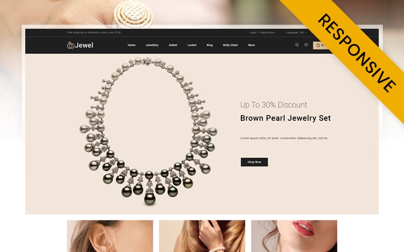 "Jewel - Diamond Jewellery Store" 响应式PrestaShop模板 #152643