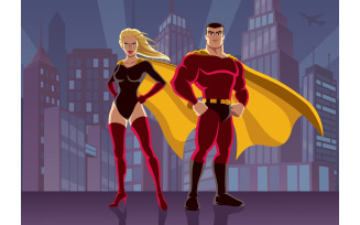 Superhero Couple 2 - Illustration
