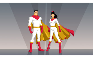 Superhero Couple Asian - Illustration