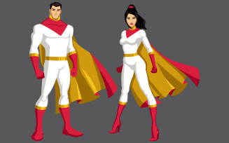 Superhero Couple Asian Isolated - Illustration