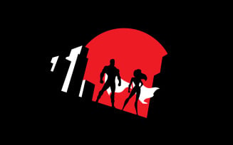 Superhero Couple Background Symbol - Illustration