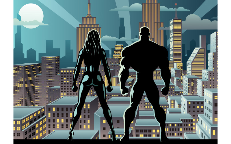 Superhero Couple Watch Night 2 - Illustration