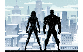 Superhero Couple Watch Winter 2 - Illustration