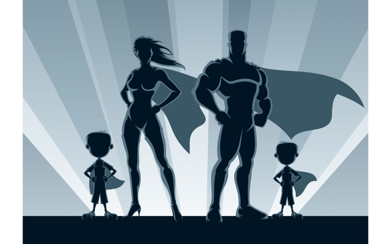 Superhero Family 2 Boys - Illustration
