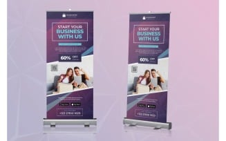 Roll Banner Start Your Business With Us - Corporate Identity Template