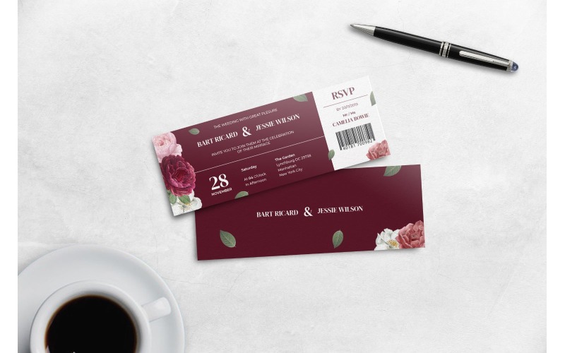 Boarding Pass Red Rose - Corporate Identity Template