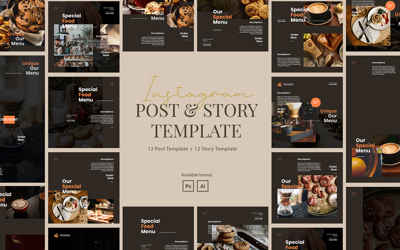 Kit Graphique #153420 Instagram Restaurant Web Design - Logo template Preview
