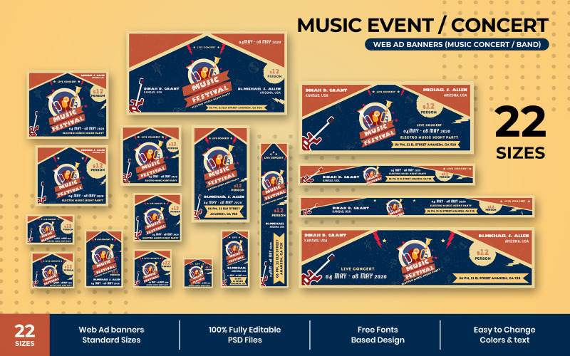Music Event Web Ad Banners Social Media Template