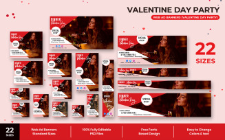 Valentine Day Party Web Ad Banners Social Media Template
